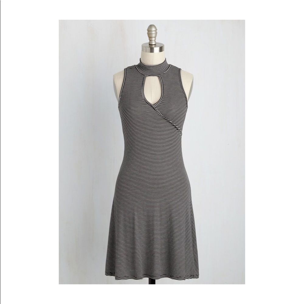ModCloth striped mock neck skater dress